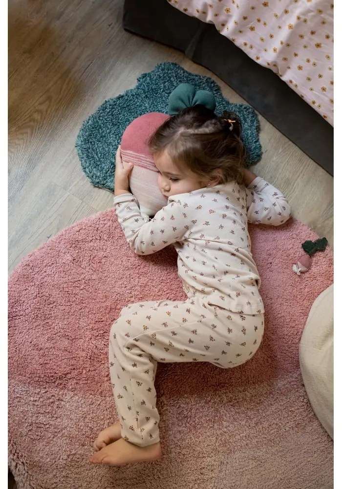 Ružový prateľný ručne tkaný bavlnený detský koberec 100x150 cm Ramona the Radish – Lorena Canals