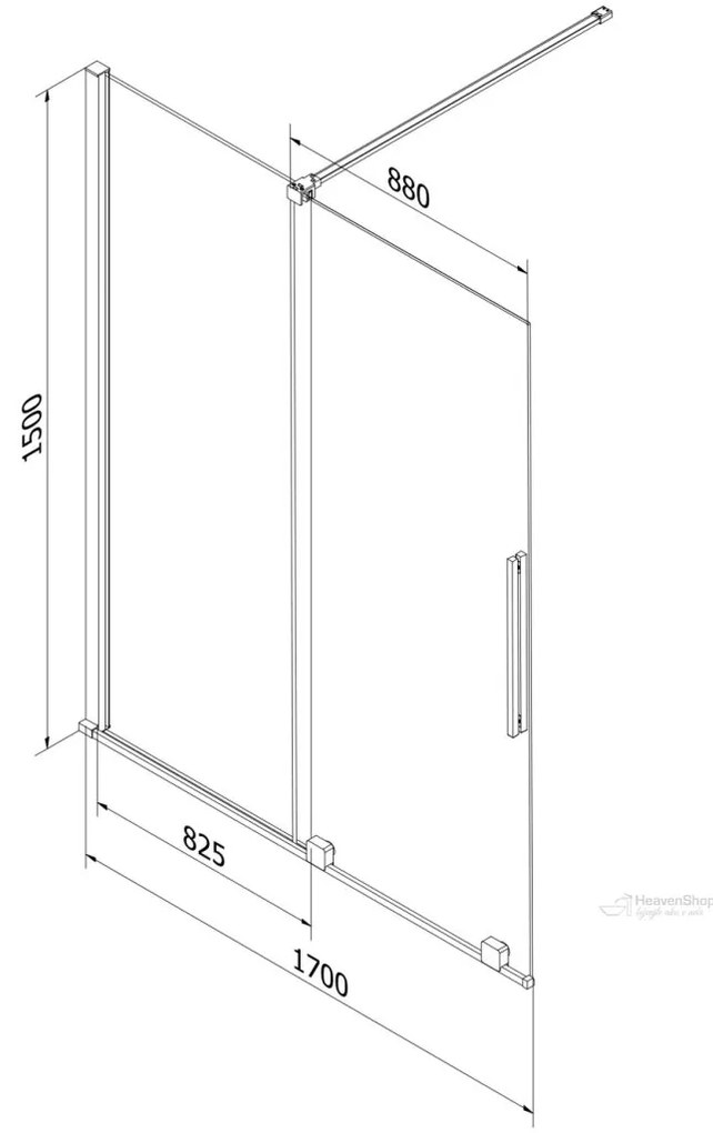 Mexen Velar, sklo ku vaňovej zástene 170x150 cm, 8mm číre sklo, 896-170-000-00-00