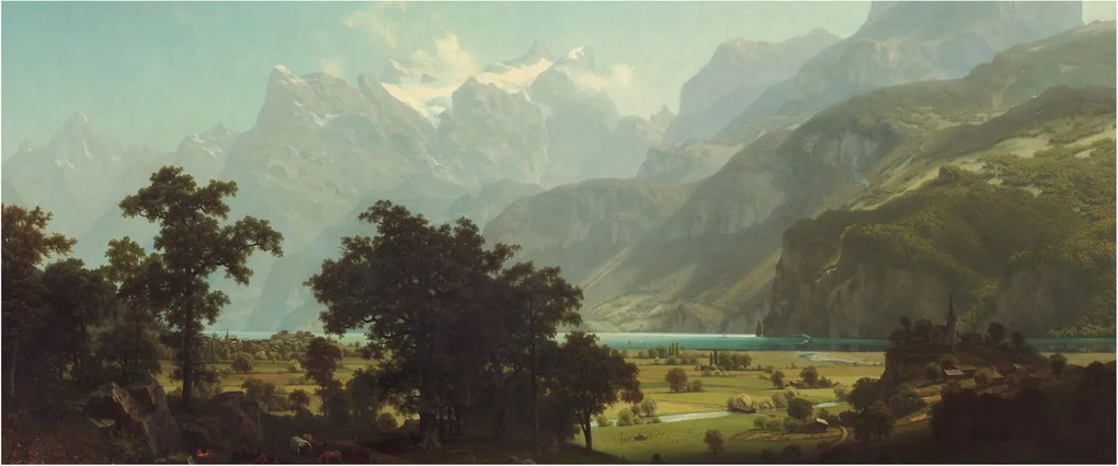 Obraz - Albert Bierstadt, Lake Lucerne, reprodukcia (120x50 cm)