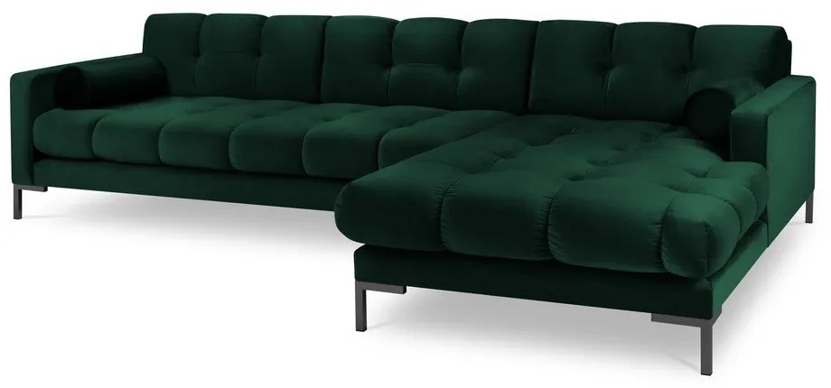 Tmavozelená zamatová rohová pohovka Cosmopolitan Design Bali, pravý roh