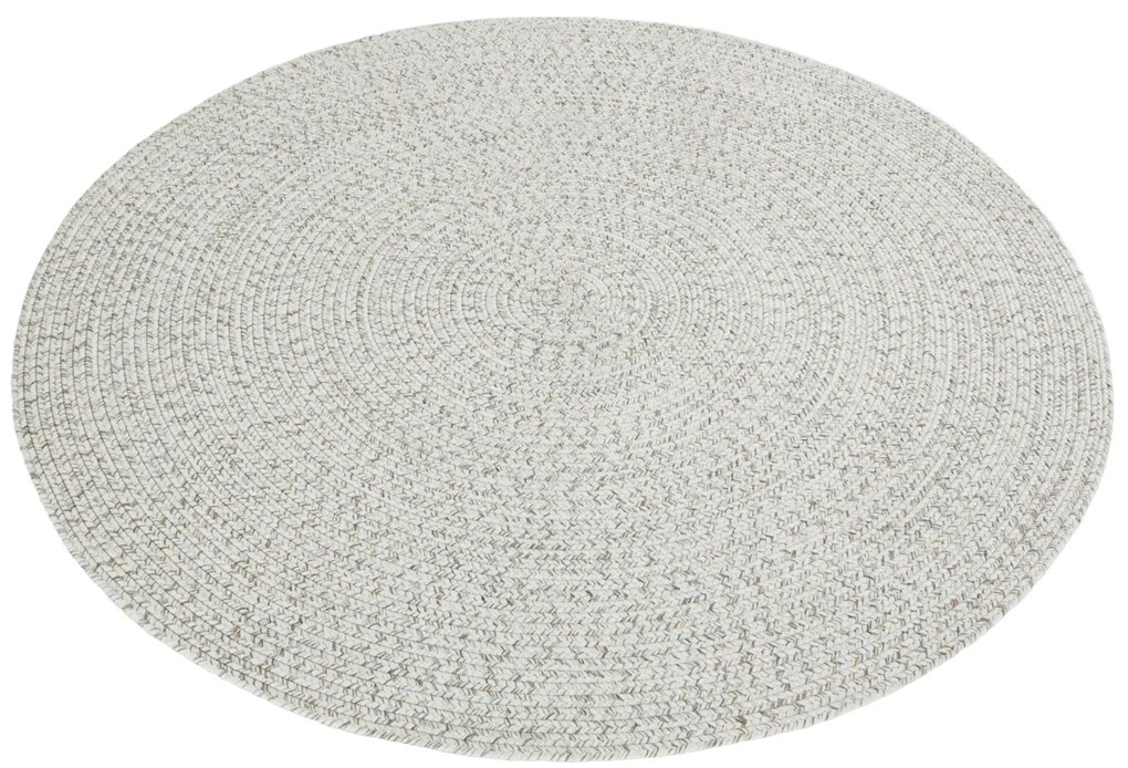 Kusový koberec Braided 105553 Light Melange kruh – na von aj na doma, 200x200 (priemer) kruh, biela, chodba / predsieň, Hanse Home