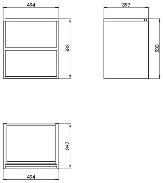 Cersanit Crea, závesná skrinka s umývadlom 50cm, set B113, dub, S801-287