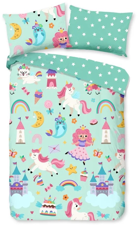 Bavlnené detské obliečky do postieľky v mentolovej farbe 100x135 cm Fantastic – Good Morning