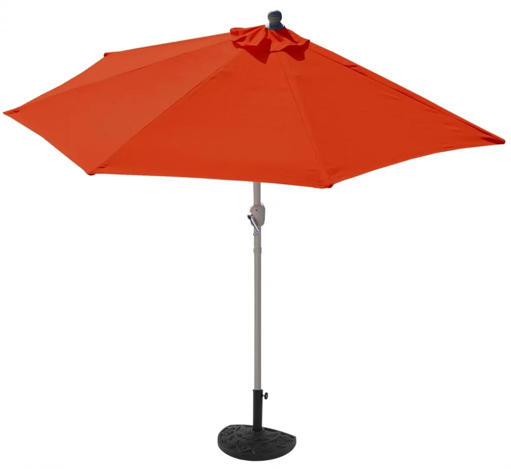 Slnečník polkruh Parla 300 cm so stojanom - polyester/hliník - terakota