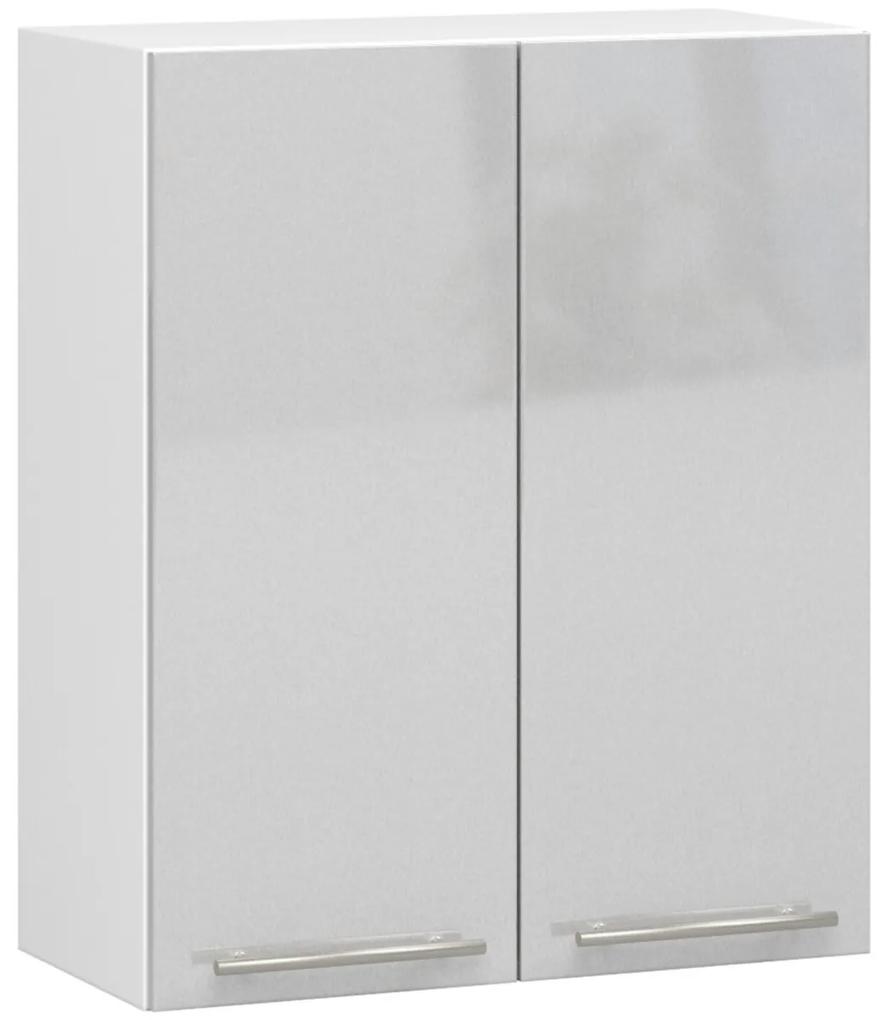 Závěsná kuchyňská skříňka Olivie W 60 cm bílá/metalický lesk