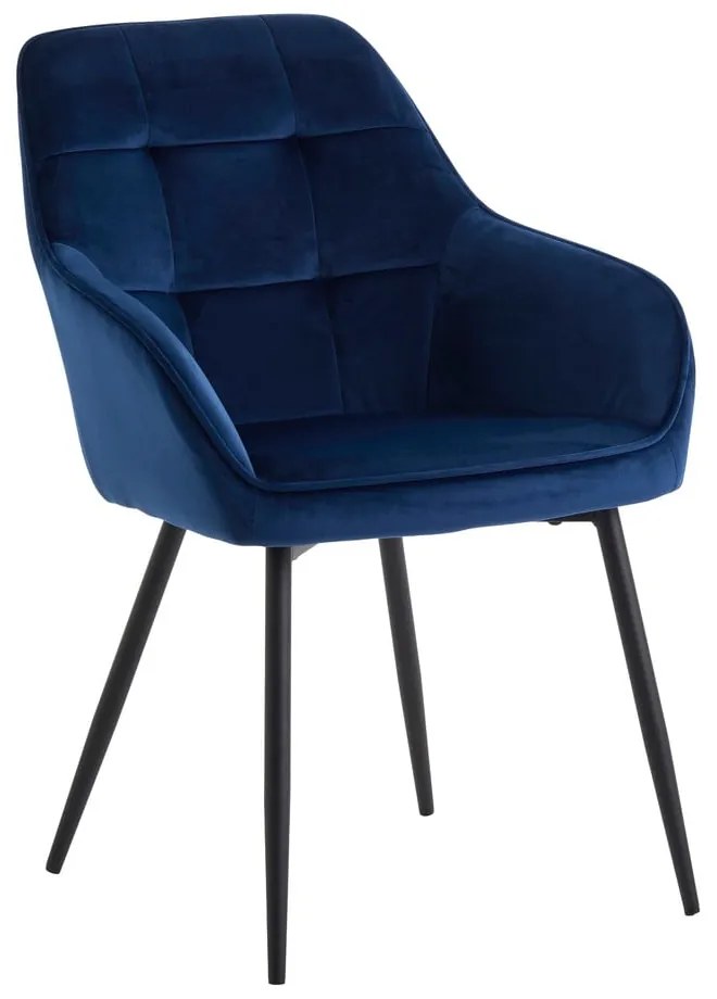 Tmavomodré čalúnené jedálenské kreslá v súprave s podrúčkami 2 ks Nolan Square – Unique Furniture
