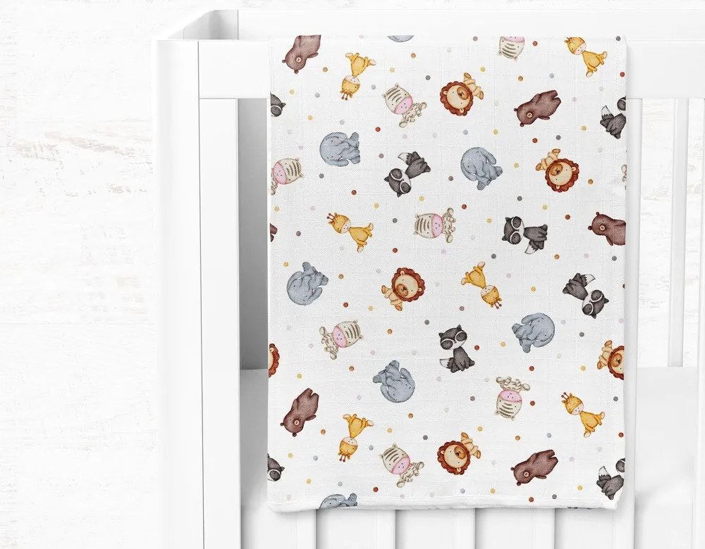 Biela mušelínová detská deka 75x100 cm Zoo – Mijolnir