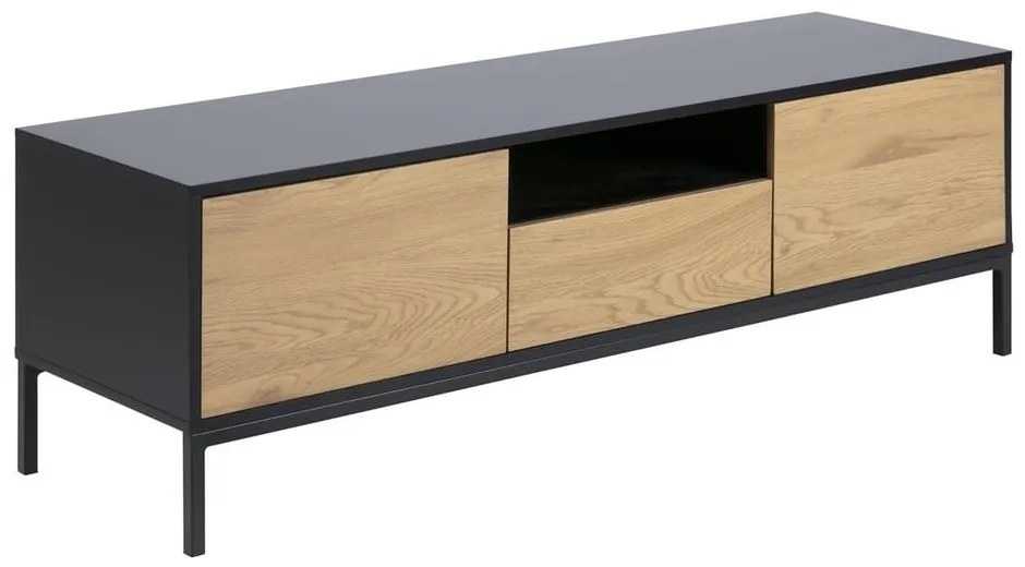 TV stolík v dekore duba v čierno-prírodnej farbe 140x45 cm Seaford – Actona