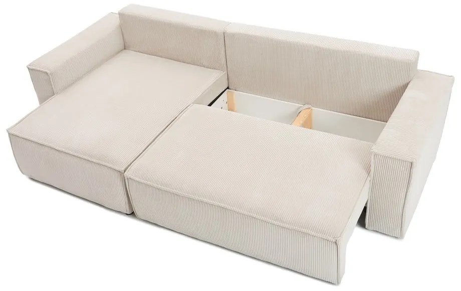 Menčestrová rozkladacia/s úložným priestorom rohová pohovka v mentolovej farbe Nihad – Bobochic Paris