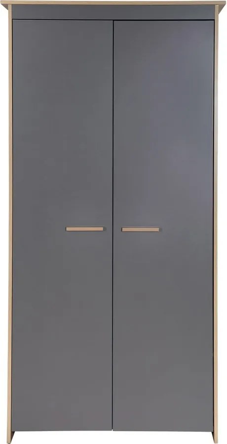 Detská šatníková skriňa v antracitovej a prírodnej farbe v dekore duba 50x190x96 cm Anna – Roba