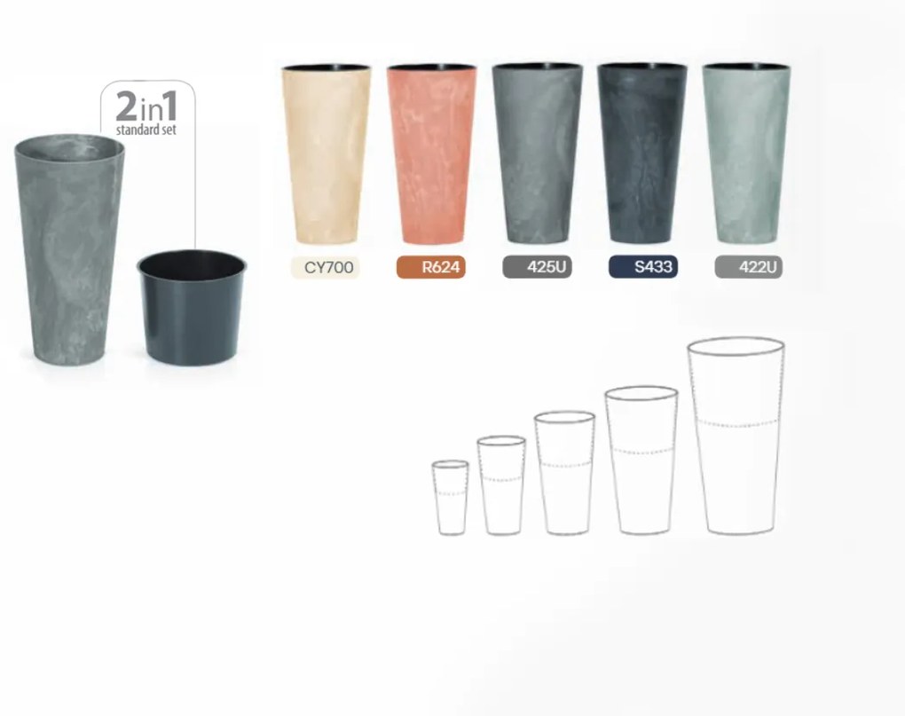 Plastový kvetináč DTUS250E 25 cm - sivý betón