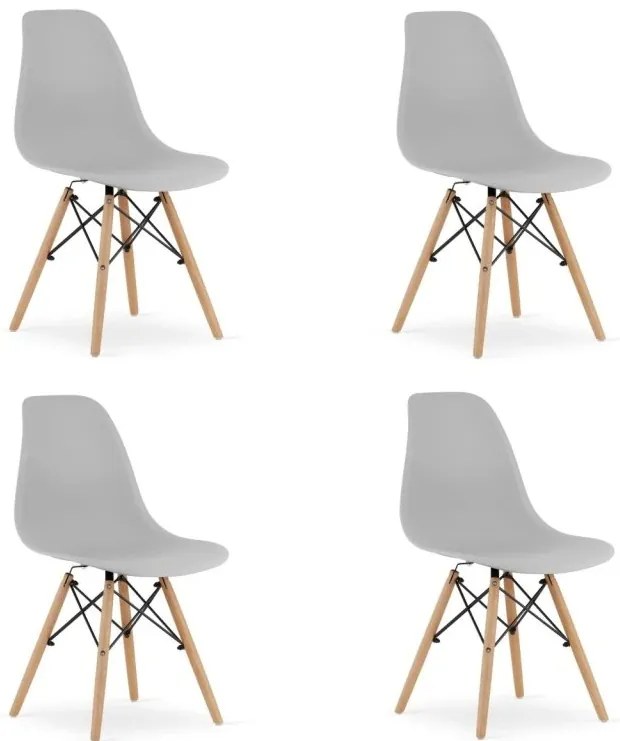 Set 4 stoličiek OSAKA sivé / čierne nohy