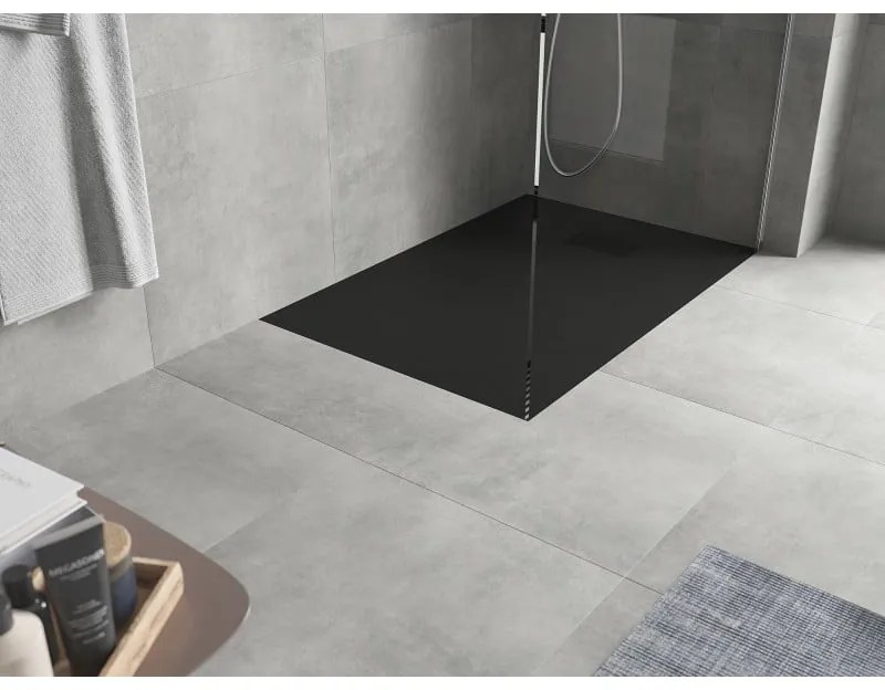 Mexen Hugo, obdĺžniková sprchová vanička SMC 130 x 90 cm, čierna, čierna krytka, 42709013-B
