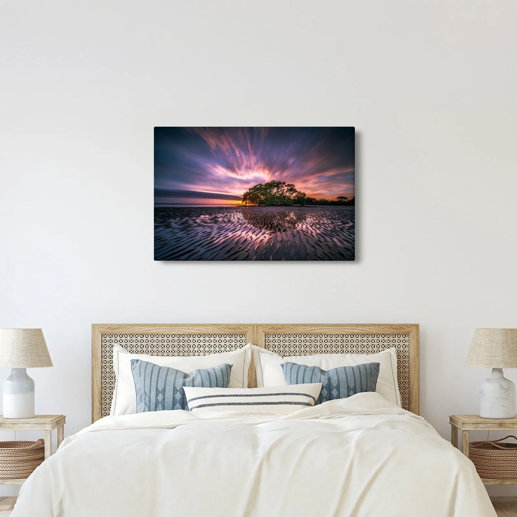 Obraz pláže pri západe slnka (90x60 cm)