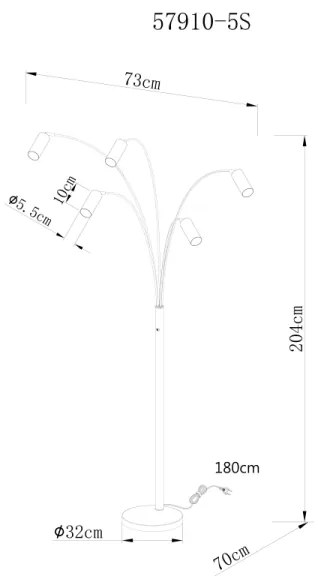 Globo 57910-5S - Stojacia lampa ROBBY 5xGU10/35W/230V