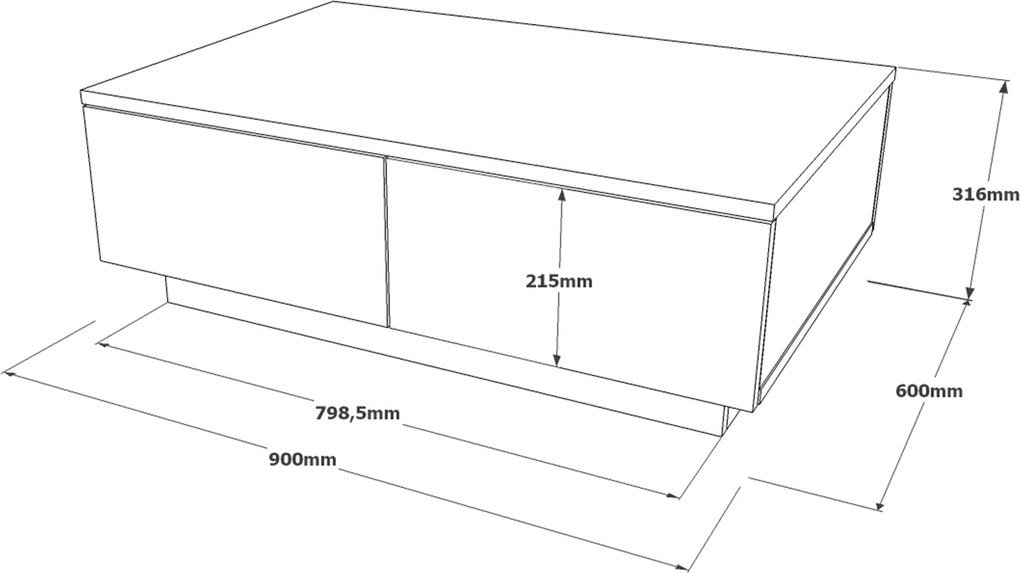 Konferenčný stolík Houseland Miro betón/kameň