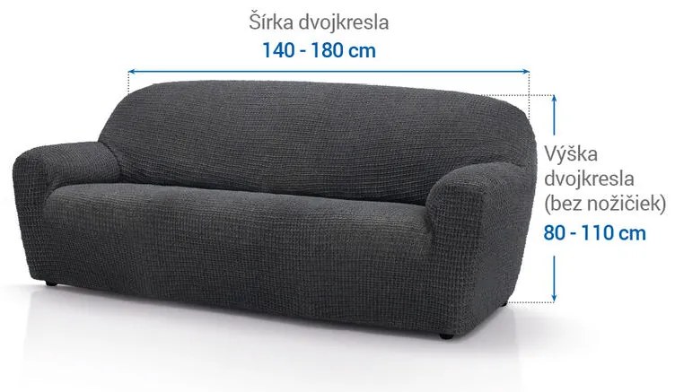 Super strečové poťahy RUBINIA antracitová dvojkreslo (š. 140 - 180 cm)