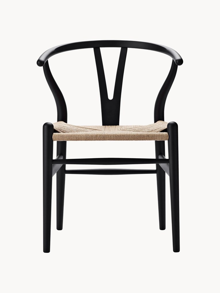 Drevená stolička's ručne tkanou sedacou plochou CH24 Wishbone Chair