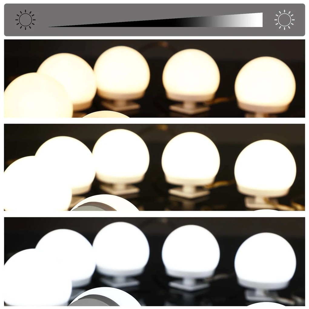 InternetovaZahrada Toaletný stolík Lucia s LED osvetlením 140x110x40 cm - biely