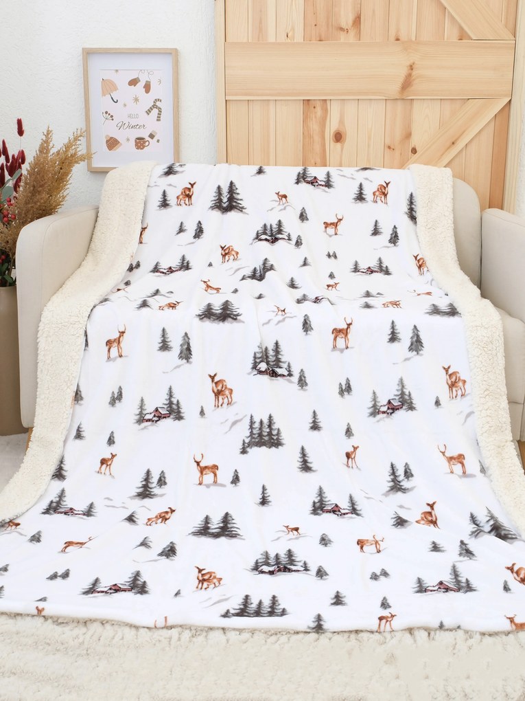 Baránková deka mikroplyš Exclusive 220 × 200 cm – Zimný les