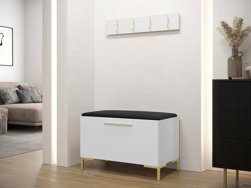 Predsieňová zostava Frunofta VIII, Farby: dub craft, Farba čalúnenia:: ekokoža Soft 017 (biela)