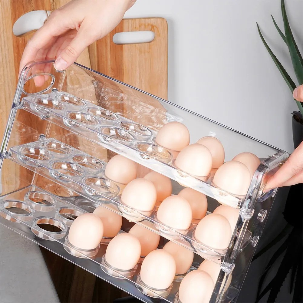VILDE Box na vajíčka, do dverí chladničky, 3 poschodia, na 36 vajec - transparentný