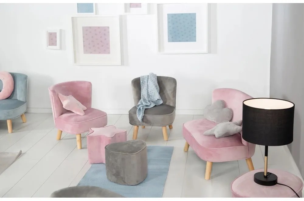 Svetlosivé zamatové detské kresielko Lil Sofa – Roba