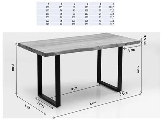 Symphony jedálenský stôl 180x90 cm tmavý/mosadz