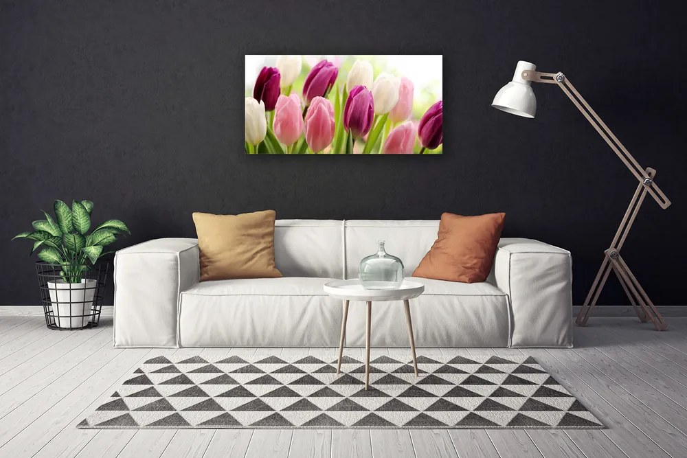 Obraz Canvas Tulipány kvety príroda lúka 125x50 cm