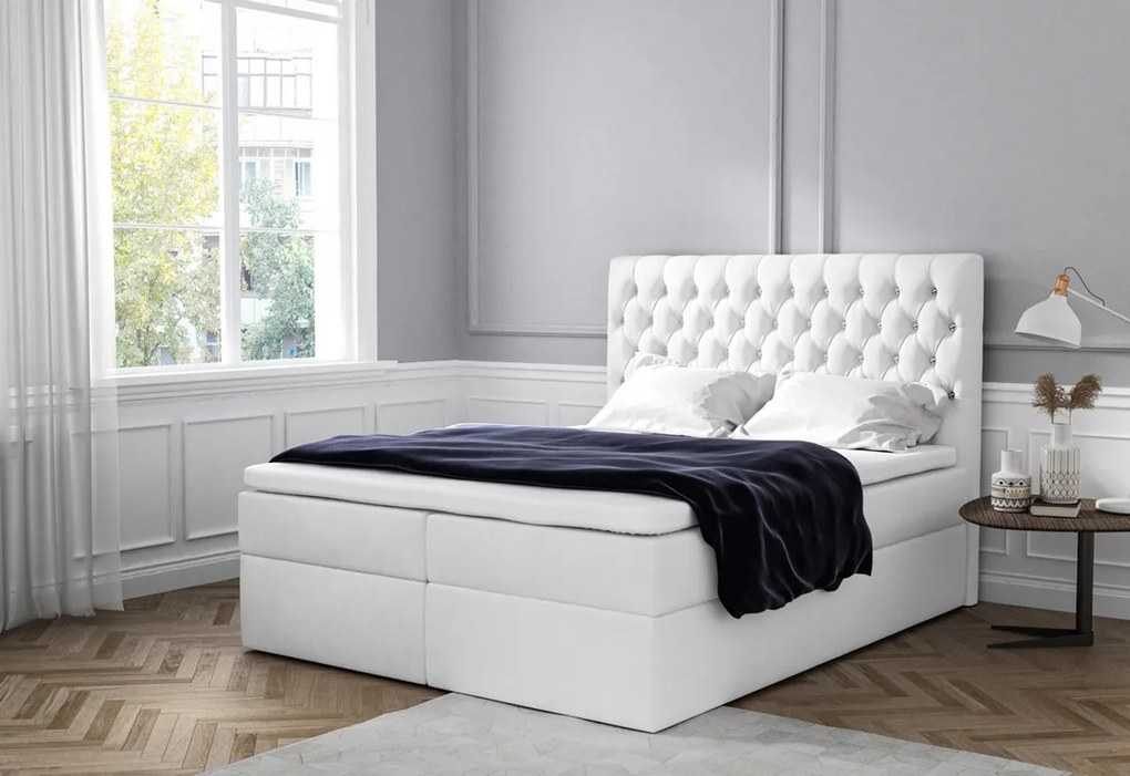 Čalúnená posteľ boxspring MONET + topper, 120x200, jasmine 20