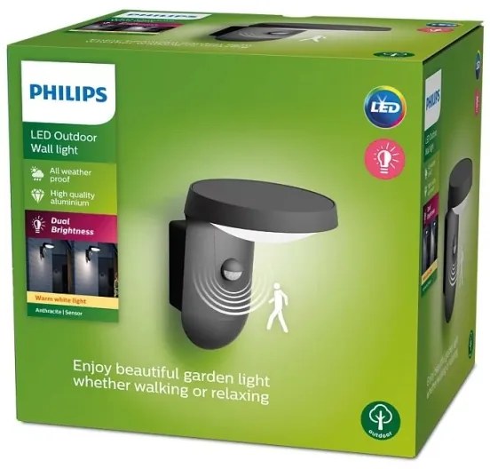 Philips - LED Vonkajšie nástenné svietidlo so senzorom TYLA LED/9W/230V 2700K IP44