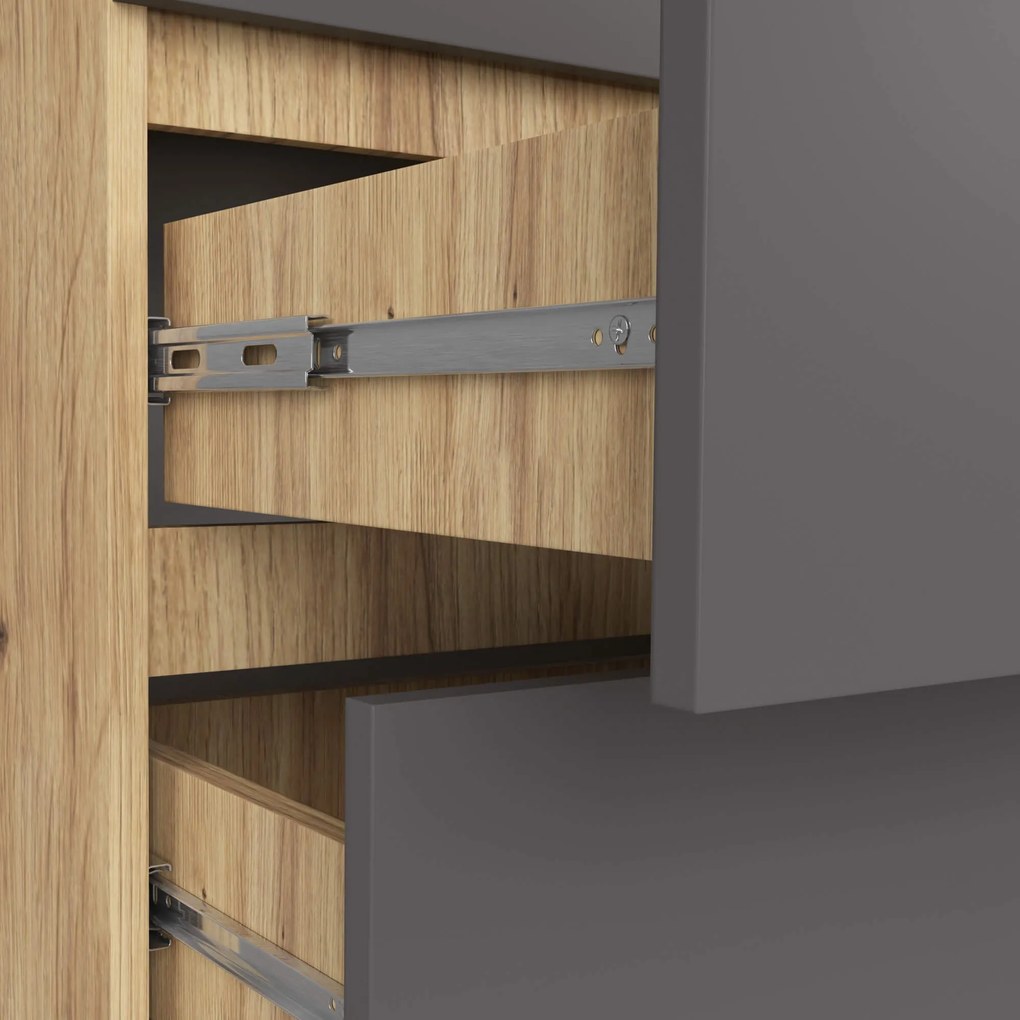 Komoda Kuba 60 cm - 6 zásuviek dub artisan/grafitová