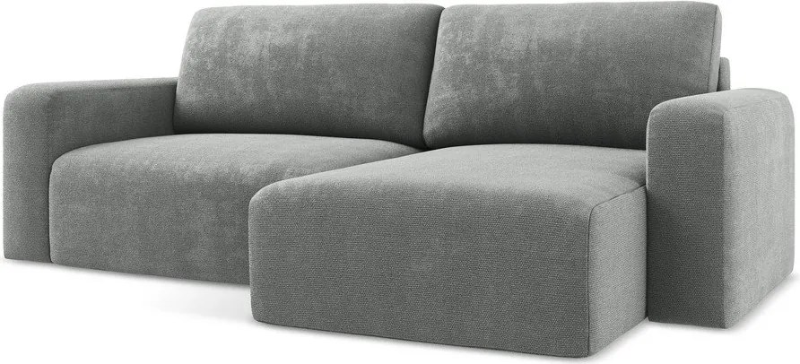 Sivá ženilková rozkladacia/s úložným priestorom rohová pohovka (pravý roh/s leňoškou) Kona – Makamii