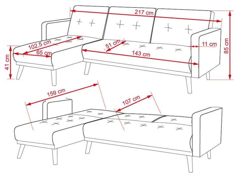 Rozkladacia rohová sofa Catini Anabel - Sivá