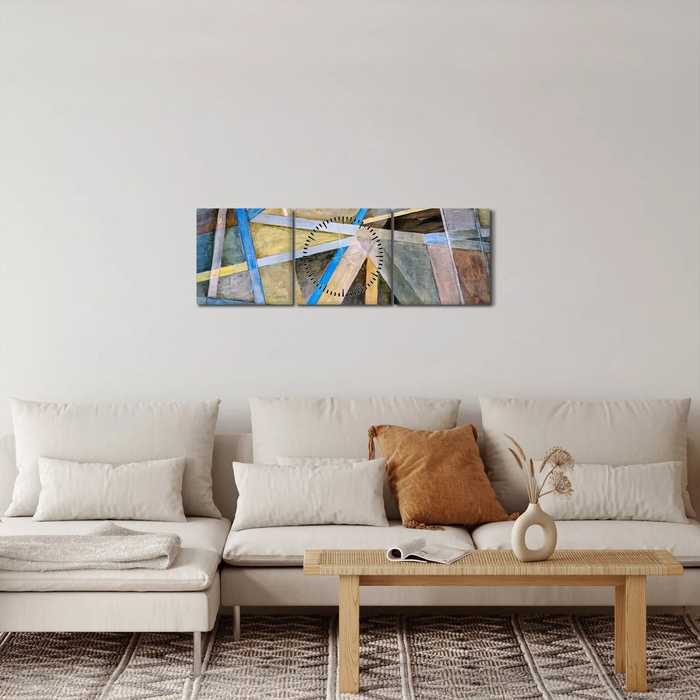 Obraz - Abstrakcia (s hodinami) (90x30 cm)