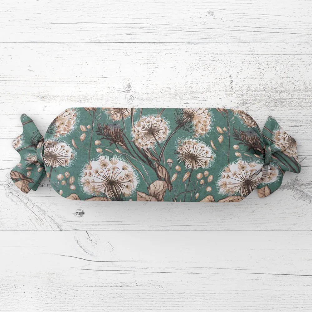 Biante Vankúš valec bonbon Sandra SA-716 Jesenné púpavy na zelenom 15x40 cm