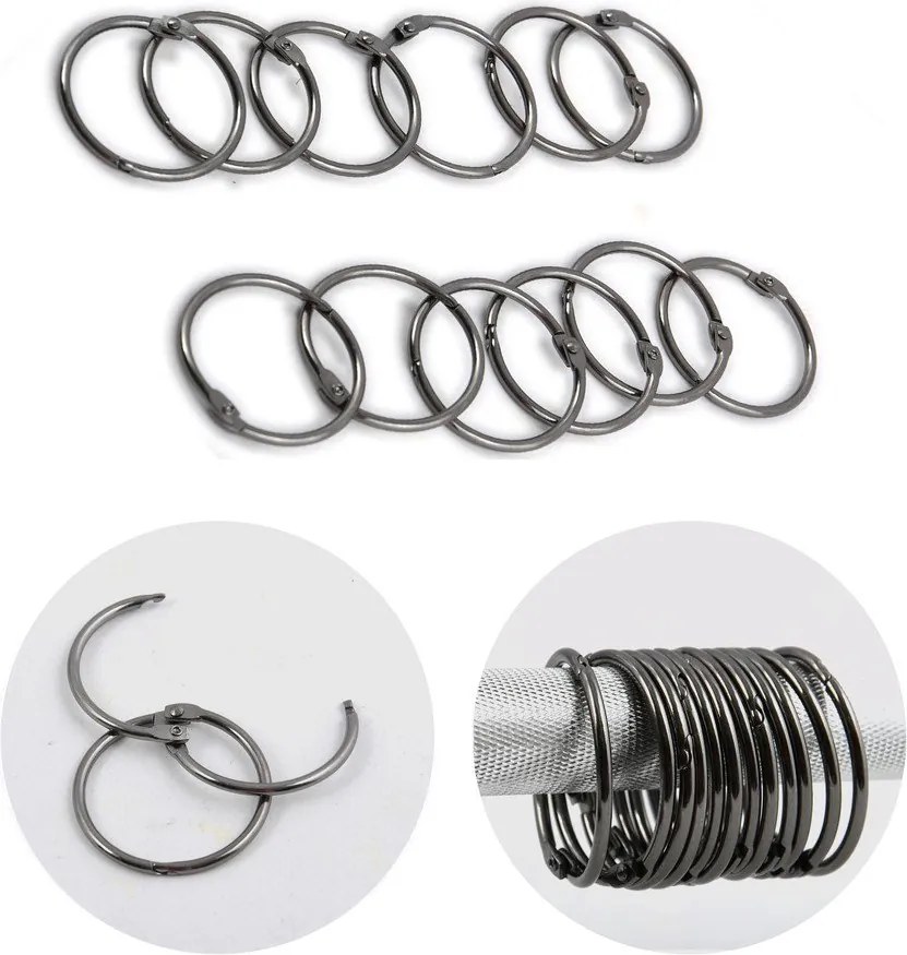 Matne čierne krúžky k sprchovému závesu v súprave 12 ks Ringo Small – Spirella