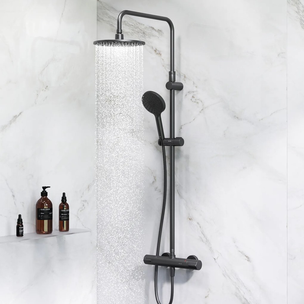 Sprchový systém AM.PM Hit F07TA422 s termostatickousprchovou batériou, čierny