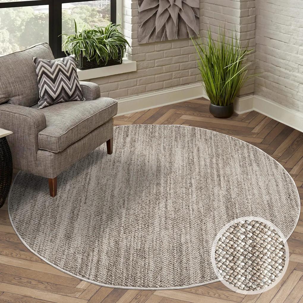 Dekorstudio Moderný okrúhly koberec LINDO 8843 - sivobéžový Priemer koberca: 160cm