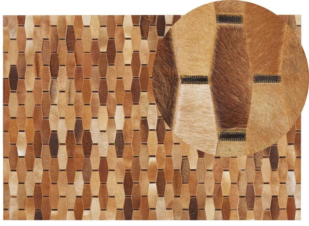 Kožený koberec 140 x 200 cm hnedý DIGOR Beliani