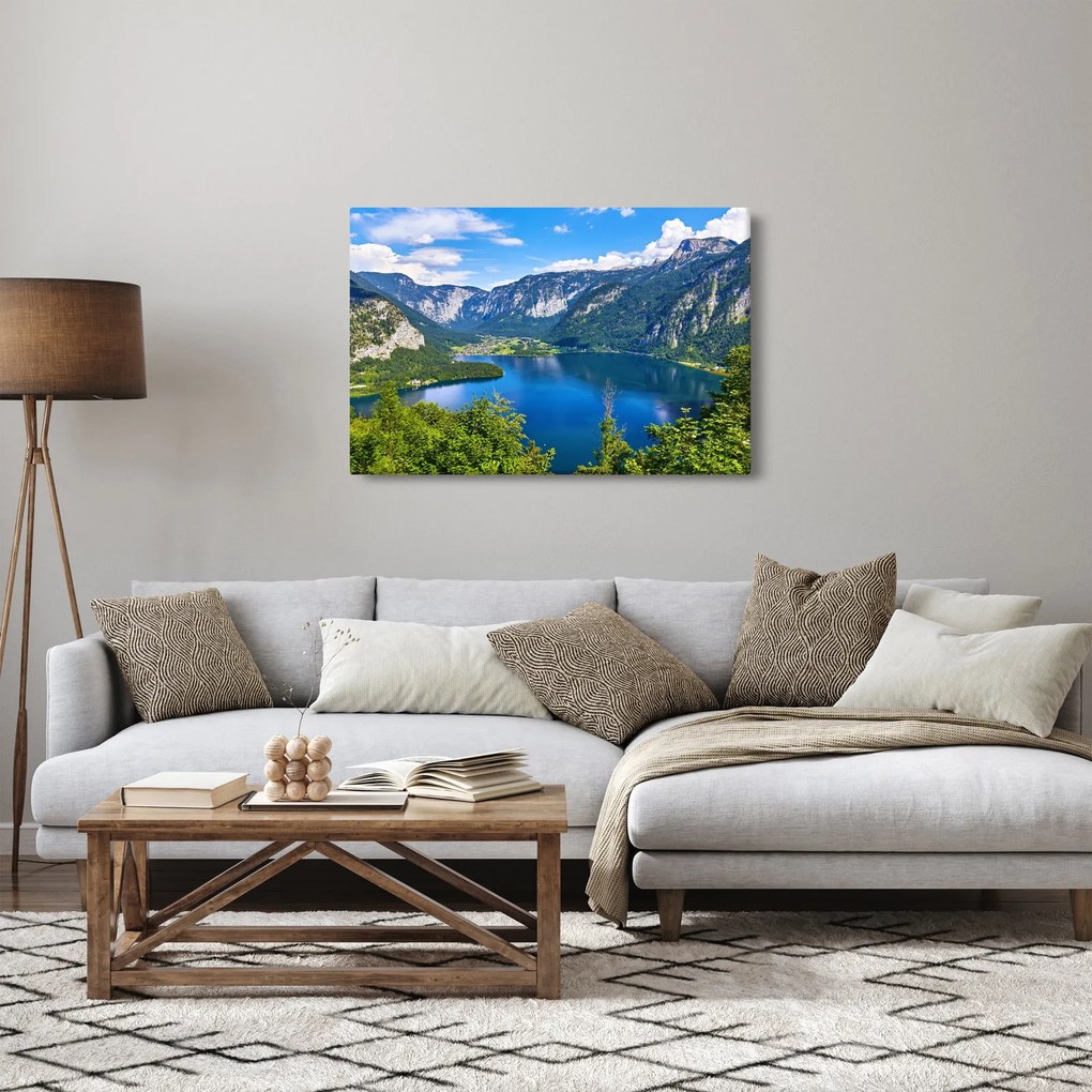 Obraz - Halštatské jazero, Hallstatt, Rakúsko (90x60 cm)
