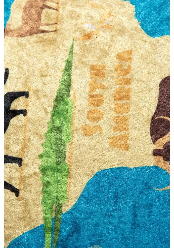 Modrý detský protišmykový koberec Chilam Map, 100 x 160 cm