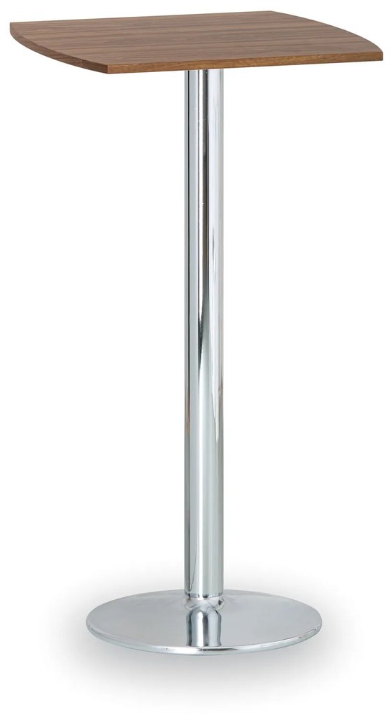 Koktailový stôl OLYMPO II, 660x660 mm, chrómovaná podnož, doska orech
