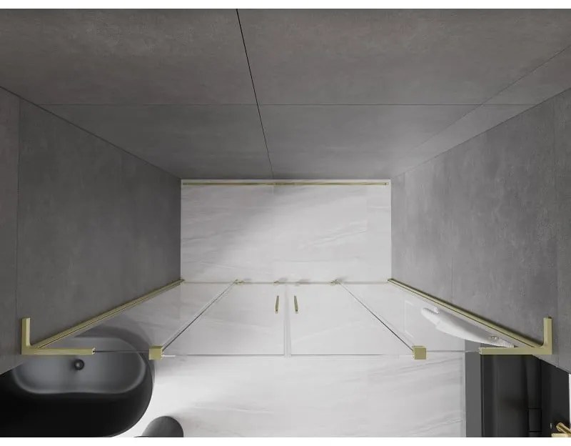 Mexen Velar L Duo, posuvné sprchové dvere do otvoru 170 cm, 8mm číre sklo, zlatá matná, 871-170-003-02-55