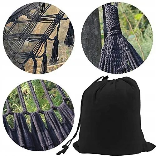 TRENDIE Závesná hojdacia sieť pre 2 ľudí BOHO čierna
