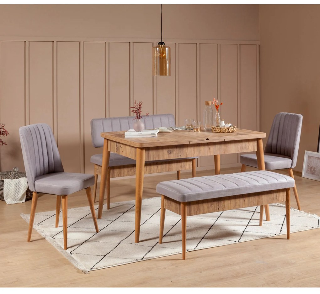 Jedálenský set Vina 5D borovica atlantská/šedá