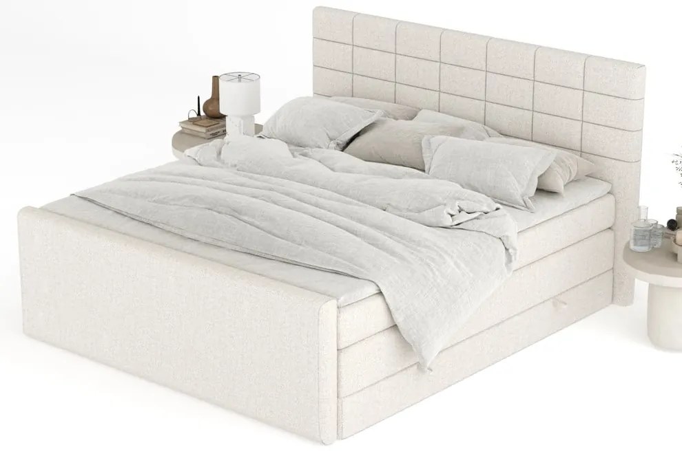 Béžová boxspring posteľ s úložným priestorom 160x200 cm Ava – Maison de Rêve