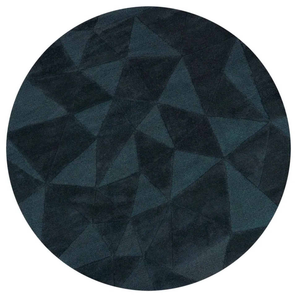 Zelenomodrý ručne tkaný vlnený okrúhly koberec ø 160 cm Shard Teal – Flair Rugs