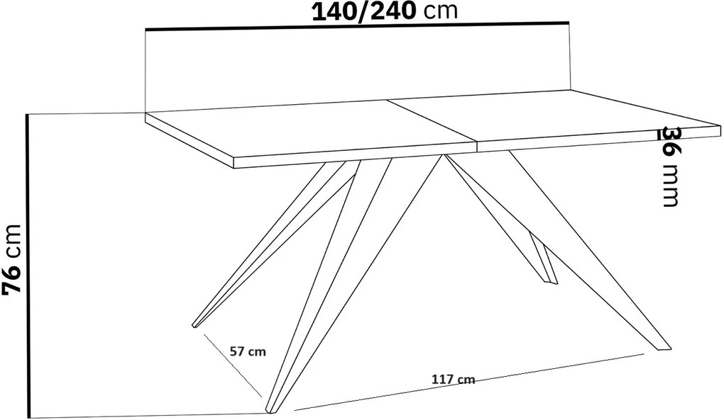 Rozkladací jedálenský stôl MASON čierna matná Rozmer stola: rozmer 140cm