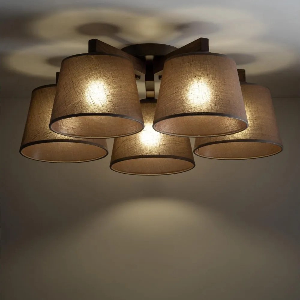 Brilagi - Prisadený luster LATTE 5xE27/15W/230V borovica/hnedá